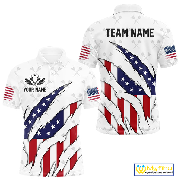 US Flag Patriotic Dart Shirt With Pocket Option For Men Custom Darts Jersey TDM4024
