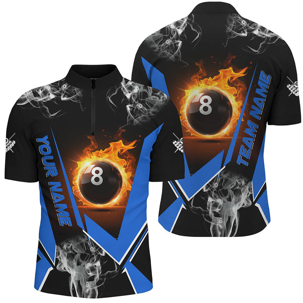 Blue Billiard Jersey Flame 8 Ball Pool Custom Billiard Shirts For Men Team League Billiard Uniform TDM1846