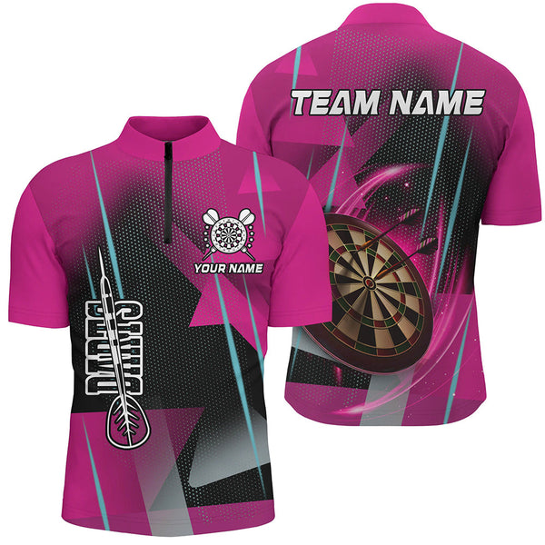 Personalized 3D All Over Print Darts Men Polo & Quarter-Zip Shirts Custom Pink Darts Team Jersey TDM2266