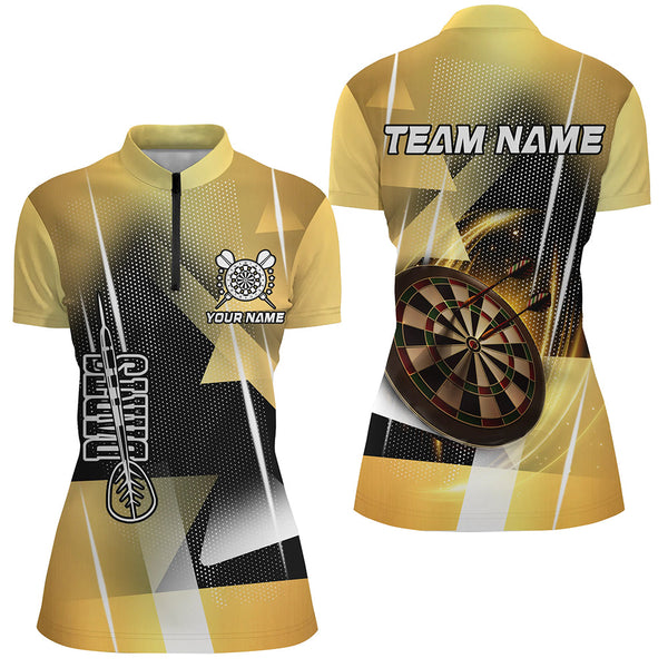 Personalized 3D All Over Print Darts Women Polo & Quarter-Zip Shirts Custom Yellow Darts Team Jersey TDM2267