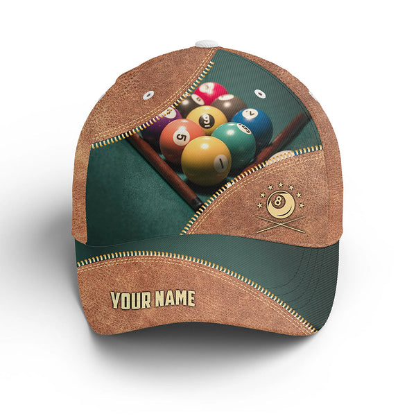 Billiard Brown Custom 3D Over Printed Cap, Best Personalized Billiard Hats For Pool Lover TDM0146