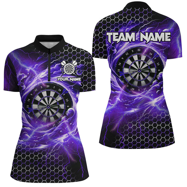 Funny 3D Dartboard Storm Thunder Custom Darts Shirts For Women Team League Darts Jerseys | Purple TDM2551