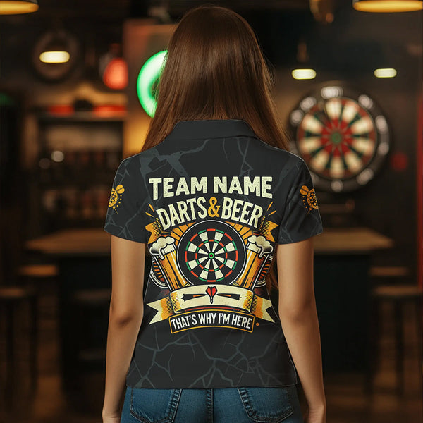 Darts And Beer That's Why I'm Here Custom Death Skeleton Women Darts Shirts, Drinking Dart Jerseys TDM3461