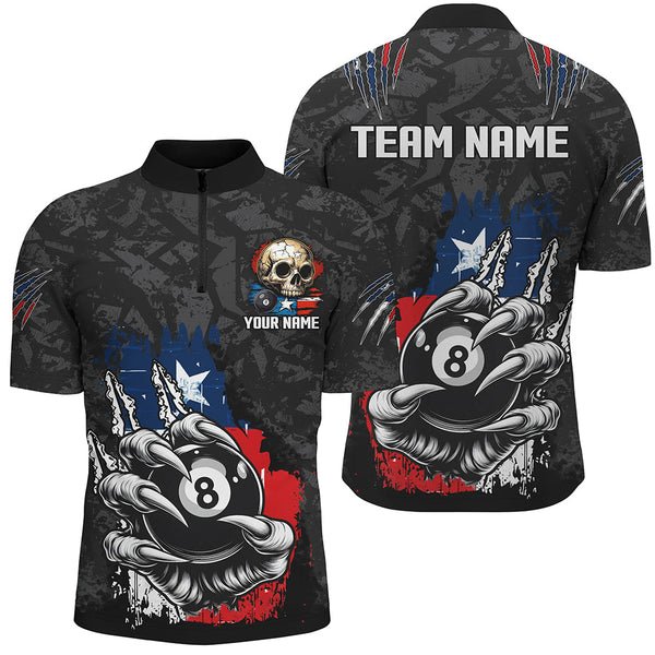 Funny Claw Tearing Texas Flag 8 Ball Pool Custom Billiard Shirts For Men, Patriotic Billiard Jersey TDM2320