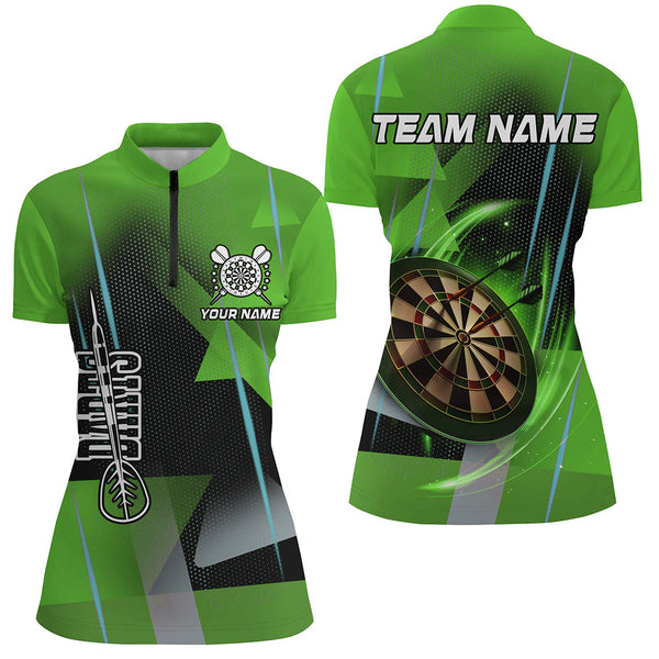 Personalized Darts Polo & Quarter-Zip 3D Printed Shirts For Women Custom Green Darts Team Jersey TDM2574