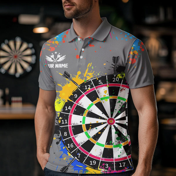 Funny Dartboards Colorful Paint Aim Shoot Swear Repeat Custom Men Darts Shirt, Dart Jerseys |Grey TDM3639