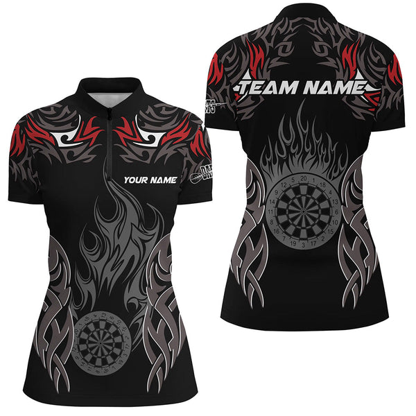 Personalized Darts Tournament Jerseys For Women Custom Dartboard Fire Flame Darts Team Shirts |Red TDM2104