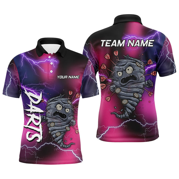 Pink And Purple Thunder Lightning Funny Storm 3D Dart Shirts For Men Custom Darts Team Jerseys TDM3316