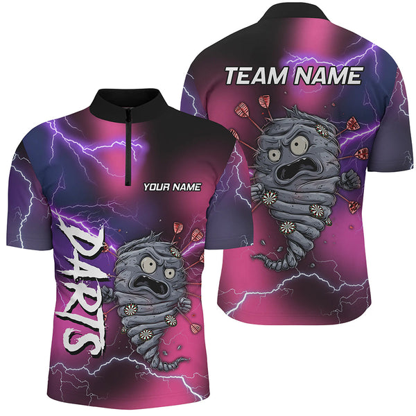 Pink And Purple Thunder Lightning Funny Storm 3D Dart Shirts For Men Custom Darts Team Jerseys TDM3316
