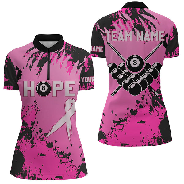 Breast Cancer Awareness Pink Camo Custom Women Billiard Shirts, 8 Ball Pool Pink Jerseys For Pooler TDM2353