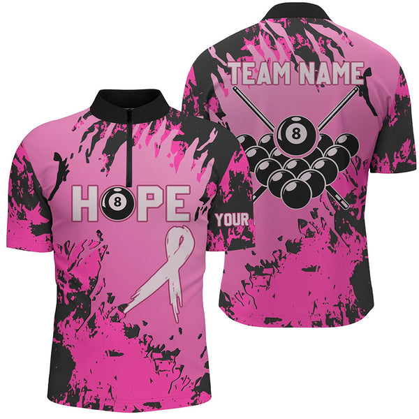 Breast Cancer Awareness Pink Camo Custom Men Billiard Shirts, 8 Ball Pool Pink Jerseys For Pooler TDM2353
