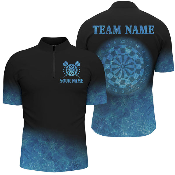 Personalized Sea Blue Gradient Darts Polo & Quarter Zip Custom Dart Shirts For Men Dart Jerseys TDM3327