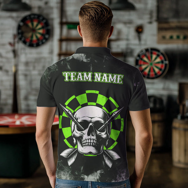 Personalized Green Darts Smoke Skull Men Dart Shirt Custom Dart Board Fire Flame Dart Team Jersey TDM3653