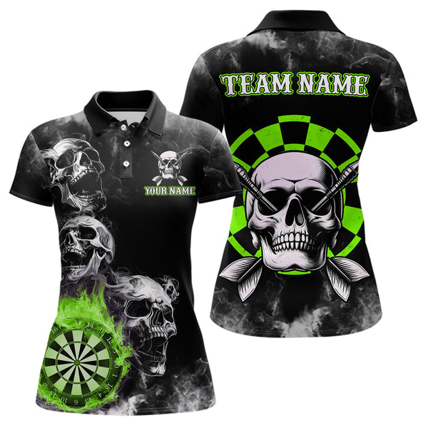 Personalized Green Darts Smoke Skull Women Dart Shirt Custom Dart Board Fire Flame Dart Team Jersey TDM3653