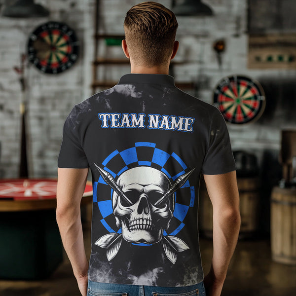 Personalized Blue Darts Smoke Skull Men Dart Shirt Custom Dart Board Fire Flame Dart Team Jersey TDM3654