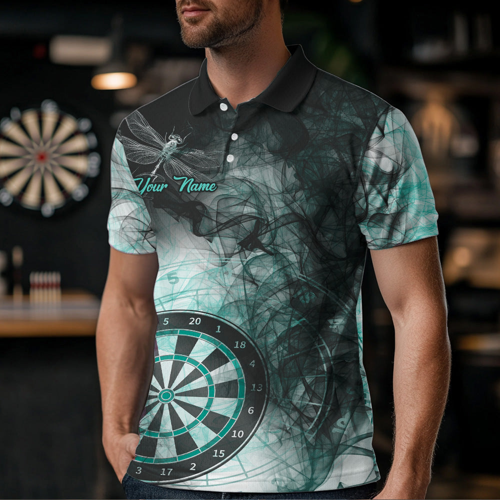Turquoise Smoke Darts Shirt With Pocket Option For Men Custom Darts Jersey TDM3804