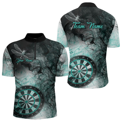 Turquoise Smoke Darts Shirt With Pocket Option For Men Custom Darts Jersey TDM3804