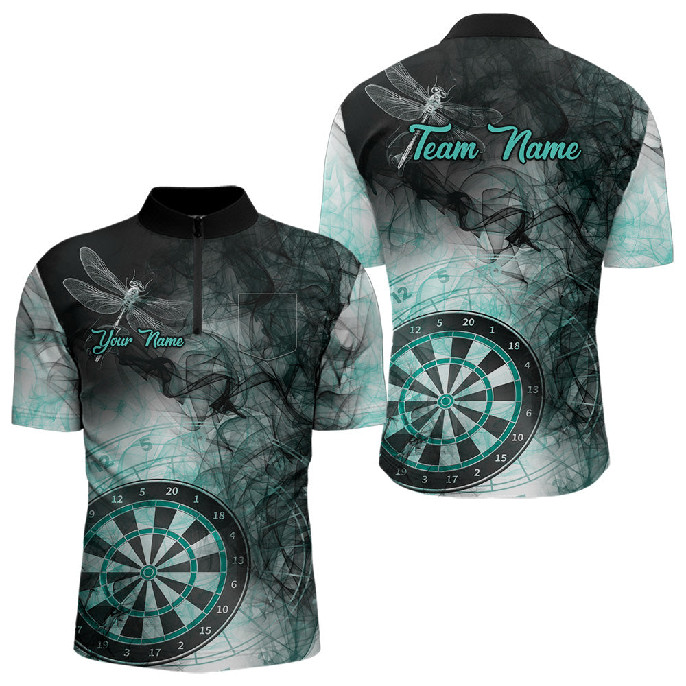 Turquoise Smoke Darts Shirt With Pocket Option For Men Custom Darts Jersey TDM3804