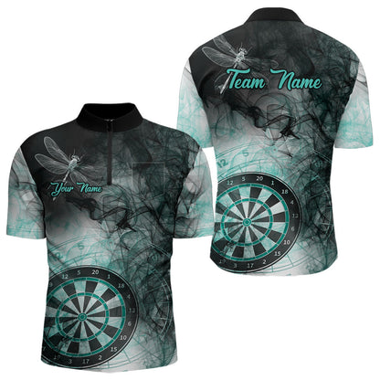 Turquoise Smoke Darts Shirt With Pocket Option For Men Custom Darts Jersey TDM3804