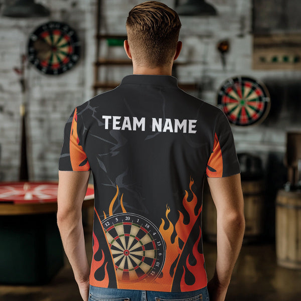 Black And Orange Flame Dart Shirt For Men Custom Dart Jersey Pocket Option TDM3806