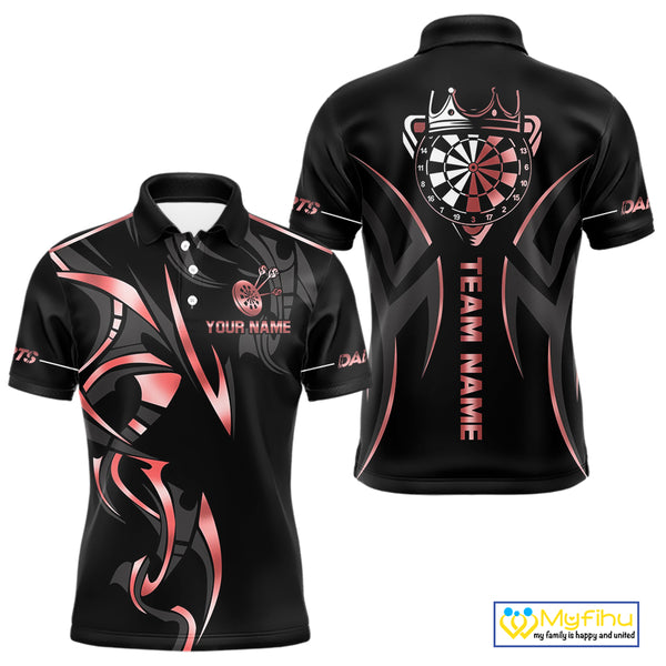 Black And Red Dartboard Crown Dart Shirts For Men Custom Dart Jersey Team Polo & Quarter Zip TDM4091