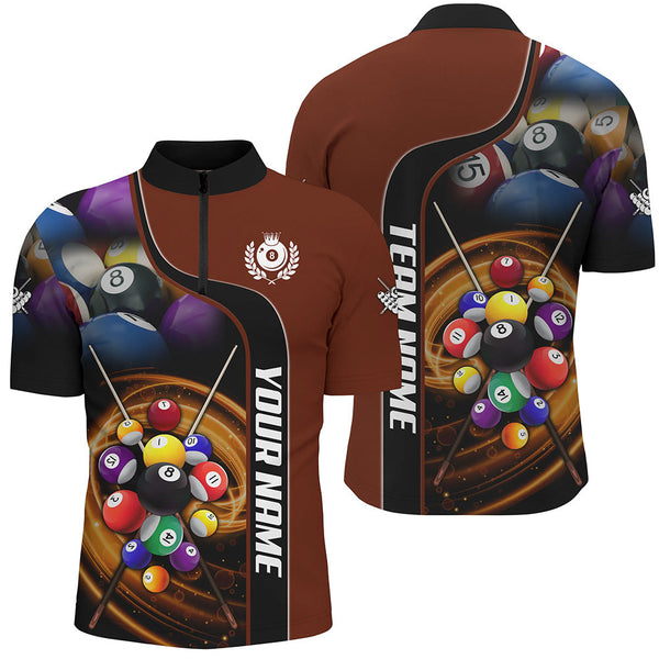 Personalized 3D Billiard Balls Red Dark Custom Billiard Shirts For Men, Billiard Team Jersey Attire TDM2129
