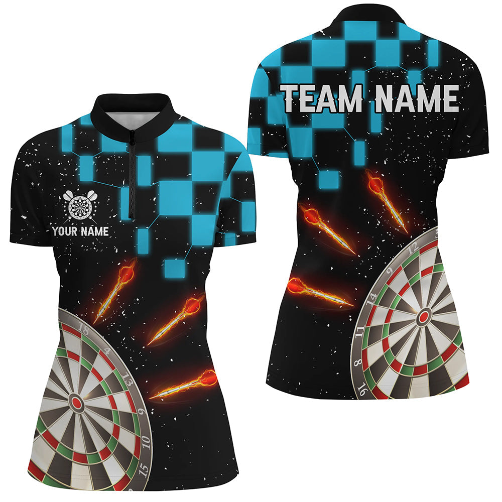 Personalized Blue Checkerboard Darts Shirts For Women Custom Dart Board Darts Team Jerseys TDM2390