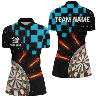Personalized Blue Checkerboard Darts Shirts For Women Custom Dart Board Darts Team Jerseys TDM2390