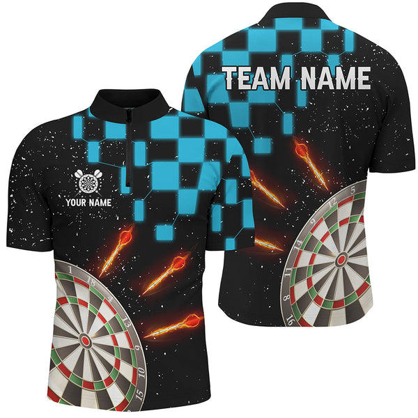 Personalized Blue Checkerboard Darts Shirts For Men Custom Dart Board Darts Team Jerseys TDM2390