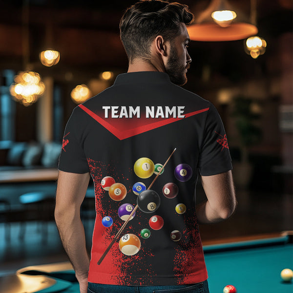 Personalized Grunge Red Black 3D Pool Balls Men Billiard Shirts Custom Billiard Jerseys For Team TDM3512