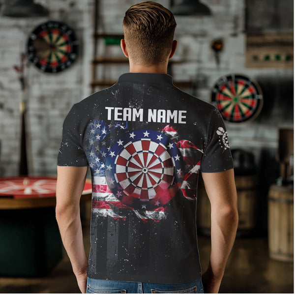 Custom US Flag Smoke Dart Shirt For Men, Patriotic Dart Jersey Pocket Option TDM3514