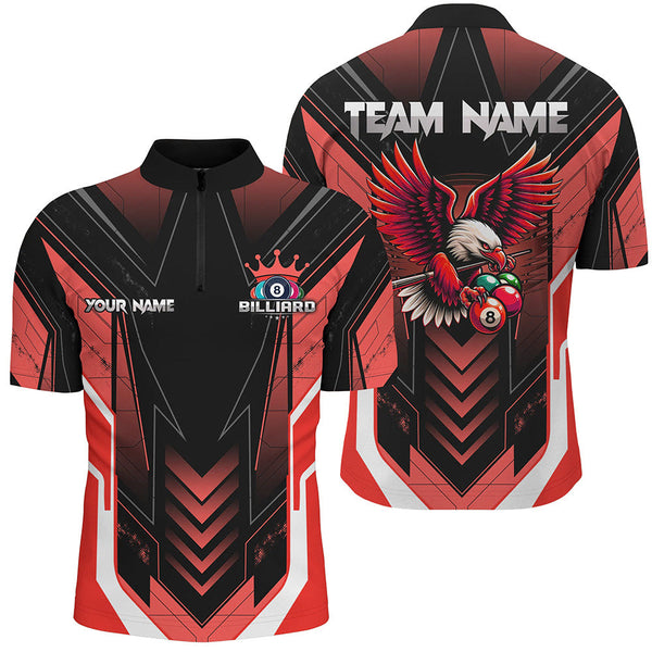 Personalized Funny Eagle Billiard Shirts For Men Custom Name Red Billiard Balls Sports Jerseys TDM2414