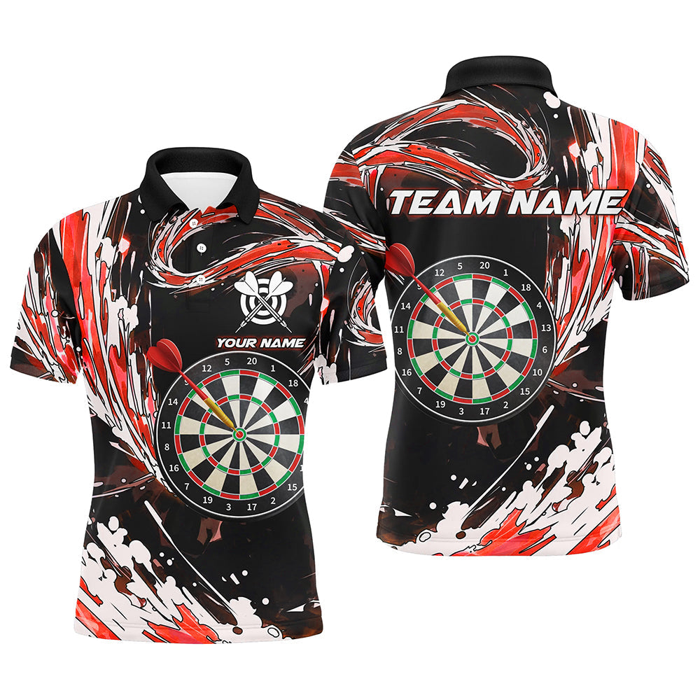 Personalized Red Waves 3D Dart Board Polo Shirts Custom Dart Shirts For Men Dart Jerseys TDM1189