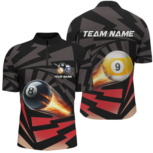 Personalized 8 Ball & 9 Ball Light Fire Billiard Shirts For Men Custom Billiard Apparel Jerseys TDM1957