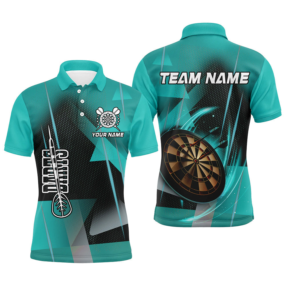 Personalized Darts Polo & Quarter-Zip 3D Printed Shirts For Men Custom Turquoise Darts Team Jersey TDM1959