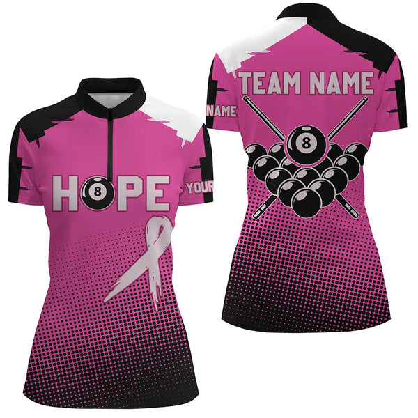 Breast Cancer Awareness Pink Ribbon Custom Women Billiard Shirts, 8 Ball Pool Pink Jerseys For Pooler TDM2421