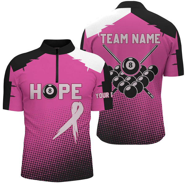 Breast Cancer Awareness Pink Ribbon Custom Men Billiard Shirts, 8 Ball Pool Pink Jerseys For Pooler TDM2421