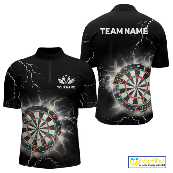 Custom Dartboard Thunder Lightning Dart Shirts For Men | Darts Polo & 1/4 Zip Team Jerseys TDM3961