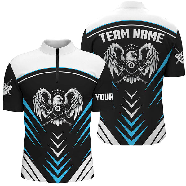 Personalized 8 Ball Pool Eagle Sport Jerseys For Men Best Billiard Tournament Team Shirts | Blue TDM2448
