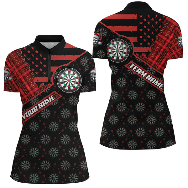 Red Darts Christmas American Flag Pattern Custom Dart Shirts For Women, Xmas Dart Jerseys Dart Gifts TDM3168