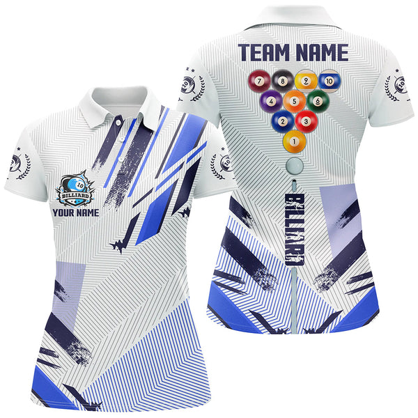 Personalized Blue 10 Ball Pool Tournament Sport Shirts, 10 Ball Billiard Team Jerseys For Men TDM1755