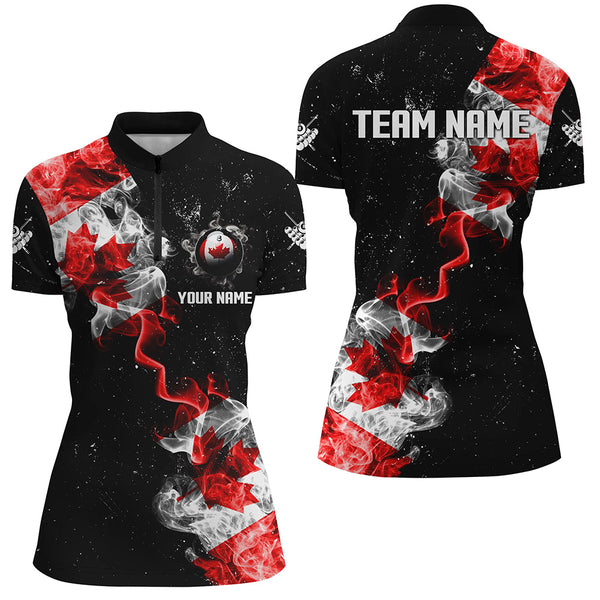 Personalize Grunge Canada Flag Smoke Billiard Shirts For Women, Patriotic Billiard Jerseys Uniform TDM2162