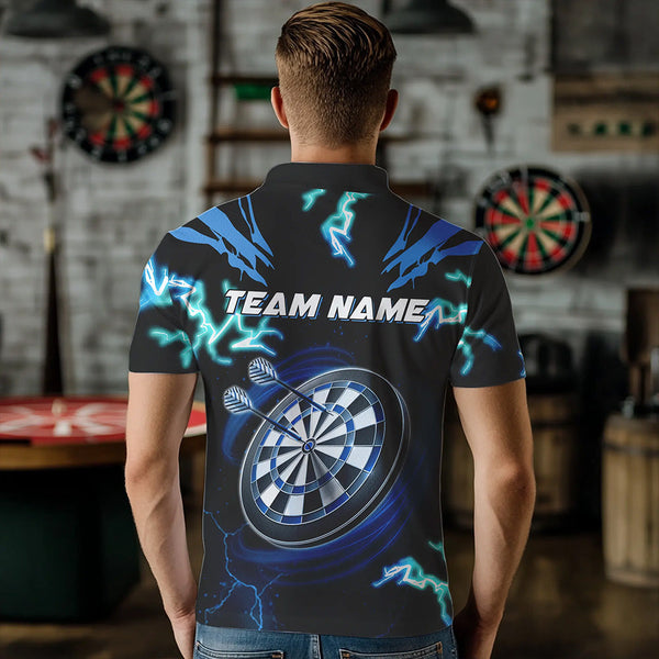 Personalized Blue 3D Tiger Thunder Lightning Dart Shirts For Men Custom Darts League Jerseys TDM3384