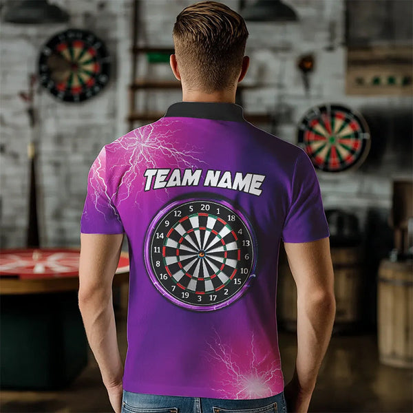 Purple Thunder Lightning Light Darts Polo & Quarter Zip Custom Darts Shirts For Men Darts Jerseys TDM3391