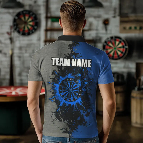 Personalized Darts Paint Blue And Grey Dart Shirts For Men Custom Grunge Dart Team Jerseys TDM3396