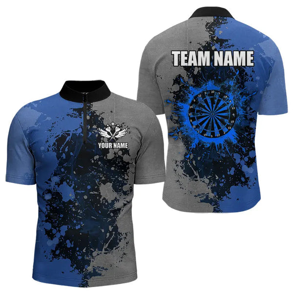 Personalized Darts Paint Blue And Grey Dart Shirts For Men Custom Grunge Dart Team Jerseys TDM3396