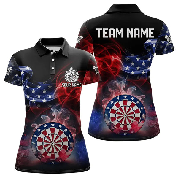 Personalized Dartboard American Flag Smoke Dart Shirts For Women Custom Patriotic Team Darts Jerseys TDM3536