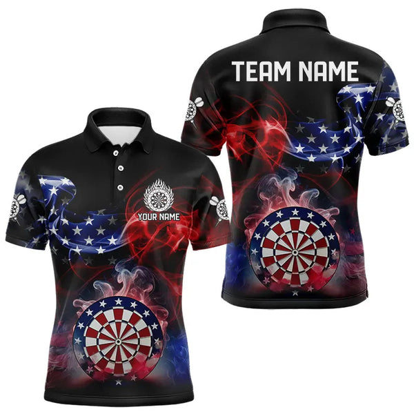 Personalized Dartboard American Flag Smoke Dart Shirts For Men Custom Patriotic Team Darts Jerseys TDM3536