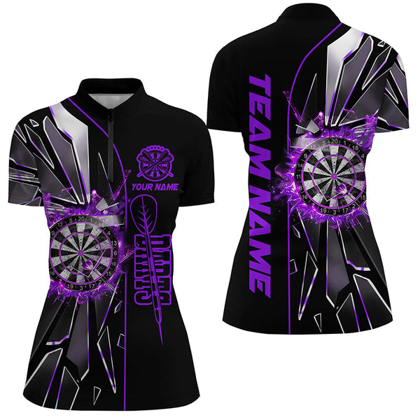 Personalized Purple Break Glass 3D Darts Shirts For Women Custom Dart League Shirts Best Darts Jersey TDM1997