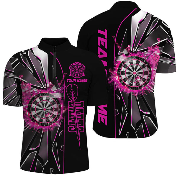 Personalized Pink Break Glass 3D Darts Shirts For Men Custom Dart League Shirts Best Darts Jersey TDM1999